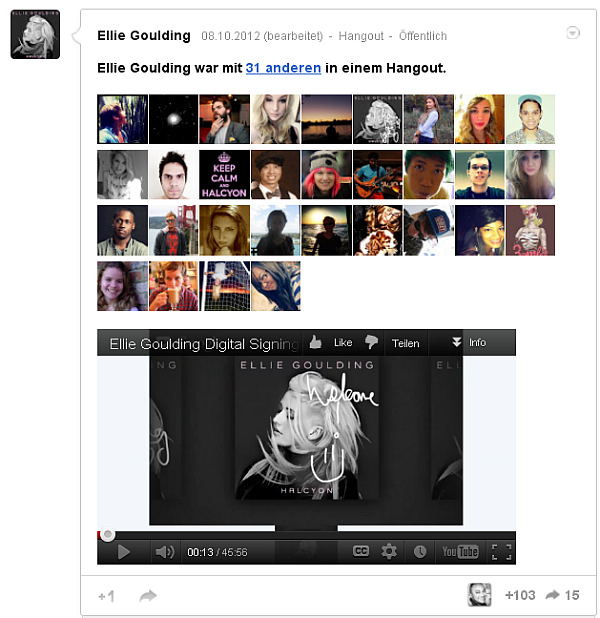 Ellie Goulding auf Google+