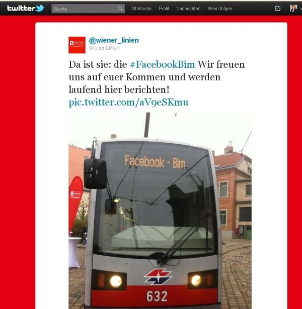 Facebook-Bim-Start in Wien