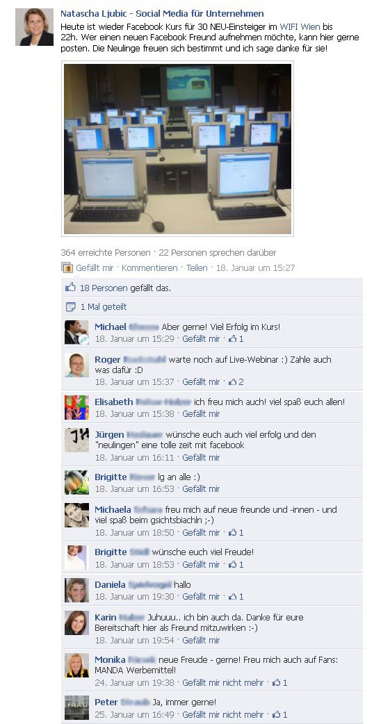 Facebook Freunde Workshop WIFI