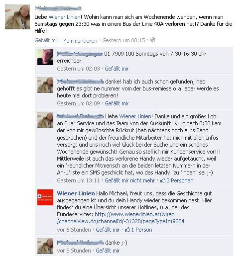 Kundenservice auf Facebook