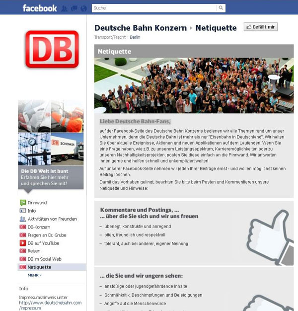 Netiquette Deutsche Bahn