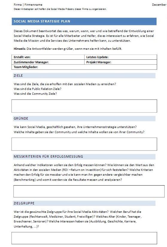 Projektplan Social Media Strategie