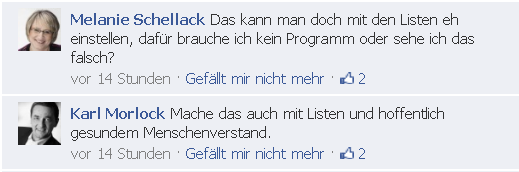 Kommentare auf Facebook